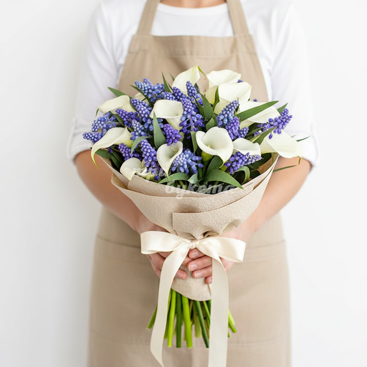 Букет из калл и лаванды